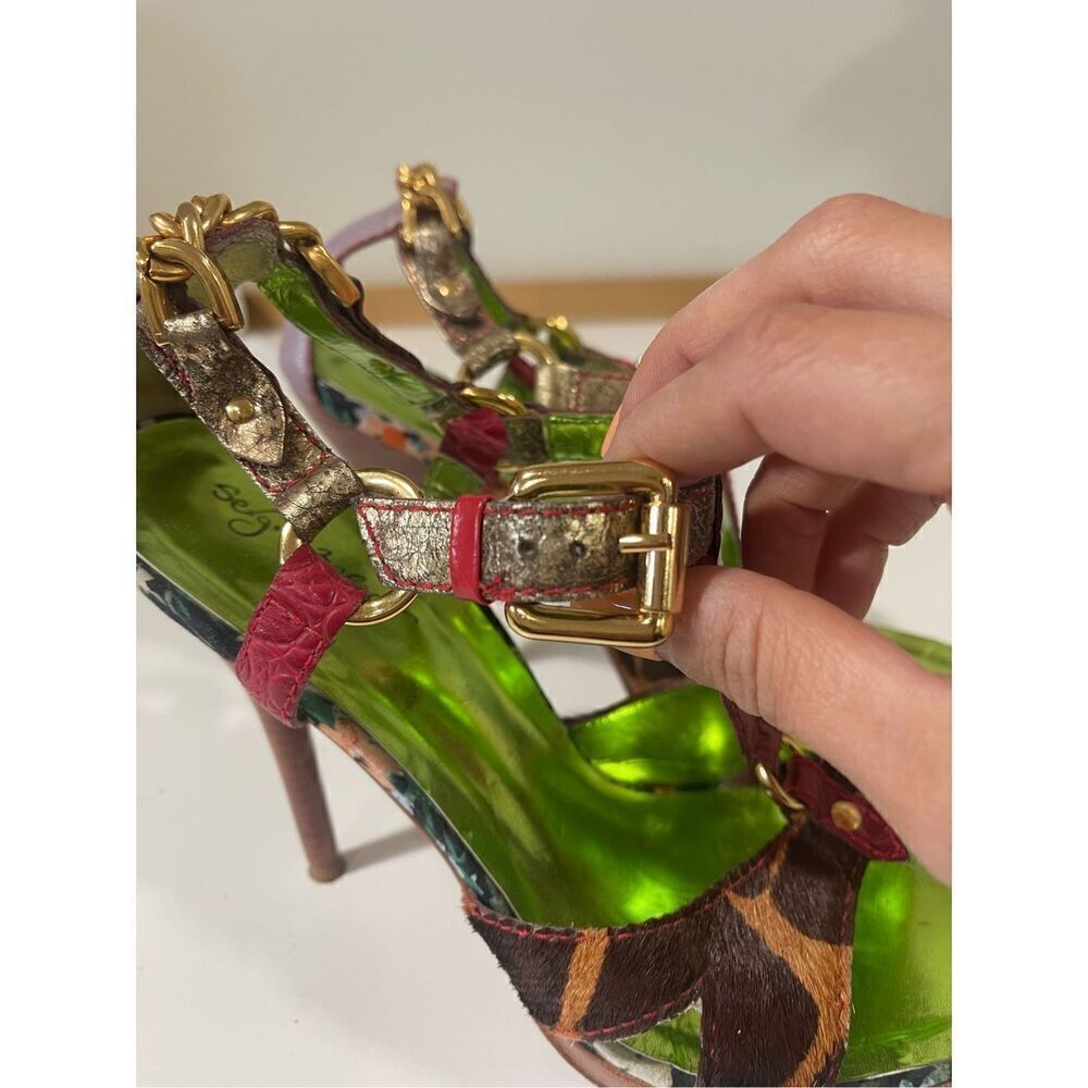 Sergio Zelcer Animal Print Sandals Size 8 - Picture 8 of 9